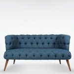 2-Sitzer Vintage Sofa Couch-Garnitur Palo Alto blau 140 cm x 76 cm x 75 cm