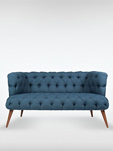 2-Sitzer Vintage Sofa Couch-Garnitur Palo Alto blau 140 cm x 76 cm x 75 cm