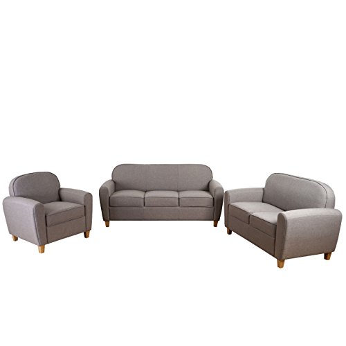3-2-1 Sofagarnitur Malmö T377, Couch Loungesofa, Retro 50er Jahre Design ~ grau, Textil
