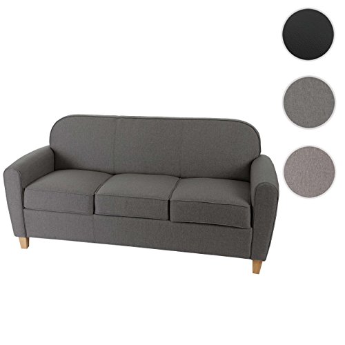 3er Sofa Malmö T377, Loungesofa Couch, Retro 50er Jahre Design ~ dunkelgrau, Textil