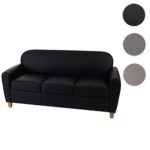 3er Sofa Malmö T377, Loungesofa Couch, Retro 50er Jahre Design ~ schwarz, Kunstleder