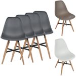 4er Set Retro Design Esszimmerstühle Kunststoff 46 cm Sitzhöhe Buchenholz naturbelassen Sitz-Möbel