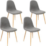 4x Designer Stühle Retro Stuhl Stoff Esszimmerstühle Sitzgruppe Küche dunkelgrau