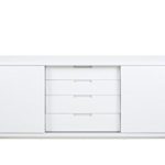 AC Design Furniture Sideboard weiß Hochglanz mit 2 Schiebetüren und 4 Schubladen Romin
