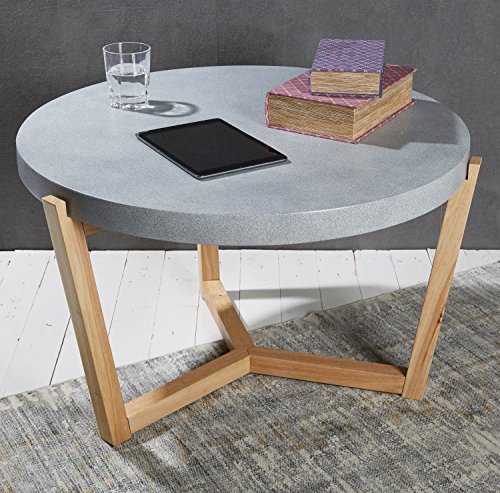 Couchtisch Wohnzimmertisch Sofatisch Tisch Lifestyle Modern Chic mit abnehmbarem Tablett ø 80 cm grau Beistelltisch