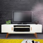 CAGÜ - DESIGN LOUNGE RETRO TV-TISCH [GÖTEBORG] WEISS-EICHE 120cm im SKANDINAVISCHEN STIL