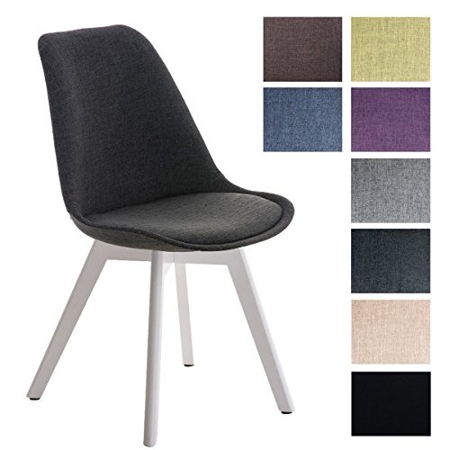 CLP Design Retrostuhl BORNEO mit Stoffbezug und hochwertiger Polsterung | Lehnstuhl mit Holzgestell | In verschiedenen Farben erhältlich Dunkelgrau, Gestellfarbe: Weiß CLP Design Retrostuhl BORNEO mit Stoffbezug und hochwertiger Polsterung | Lehnstuhl mit Holzgestell | In verschiedenen Farben erhältlich Dunkelgrau, Gestellfarbe: Weiß