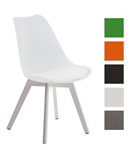 CLP Design Retro Stuhl BORNEO mit Holzgestell weiß, Materialmix aus Kunststoff, Kunstleder und Holz, bis zu 5 Farben wählbar CLP Design Retro Stuhl BORNEO mit Holzgestell weiß, Materialmix aus Kunststoff, Kunstleder und Holz, bis zu 5 Farben wählbar