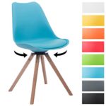 CLP Retrostuhl TROYES mit Kunstlederbezug und hochwertiger Sitzfäche | Stuhl mit drehbarem Schalensitz und massiven Holzbeinen | In verschiedenen Farben erhältlich