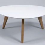 Couchtisch Nierentisch Design Gestell Eiche hell Tischplatte Weiß matt