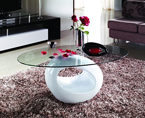 Couchtisch Weiß Hochglanz Wohnzimmertisch Designer Tisch Glas Modern Stilvoll