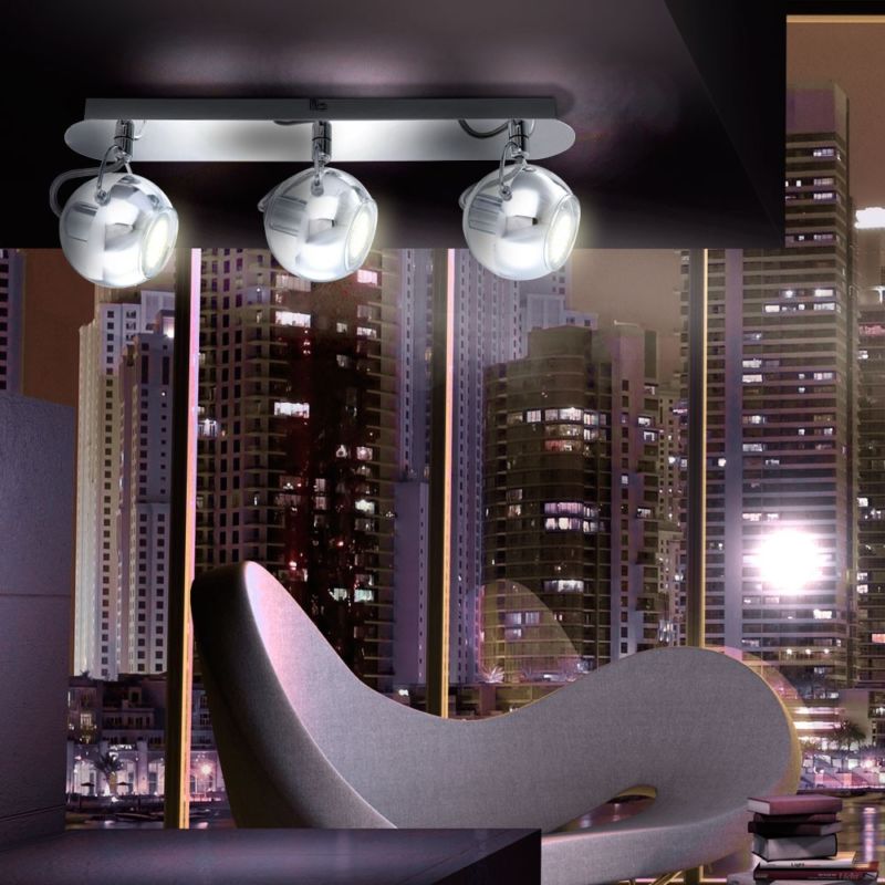 Design LED Decken Lampe RETRO KUGEL SPOT Flur Chrom Licht Beleuchtung Strahler