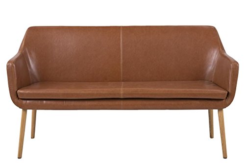 Design Sofa Sofabank Lederlook Vintage Cognac mit Holzbeinen Loungesofa Couch