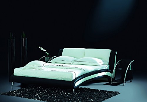 Designerbett Bett Polsterbett Kunstlederbett 180 x 200 cm Schwarz Weiß modernes Design ohne Lattenrost