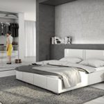 Accura Designerbett mit LED / 140x200cm Bett / Polsterbett / Doppelbett / Kunstleder - weiß