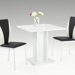 Dreams4Home Essgruppe 'Panama' 3-teilig, Tischgruppe, schwarz/weiß, Esstisch, Säulentisch,Stuhl, Küche, Esszimmer, (B/T/H) ca. 80 x 80 x 76 cm