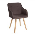 DuNord Design Stuhl Esszimmerstuhl KOPENHAGEN 2er Set Strukturstoff braun Buche Massiv Retro Design