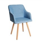 DuNord Design Stuhl Esszimmerstuhl KOPENHAGEN Strukturstoff hellblau Buche Massiv Retro Design