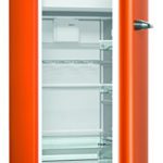 Gorenje ORB 153 O Kühlschrank mit Gefrierfach / A+++ / Höhe 154 cm / Kühlen: 229 L / Gefrieren: 25 L / Orange / DynamicCooling-System / LED Beleuchtung / Oldtimer / Retro Collection