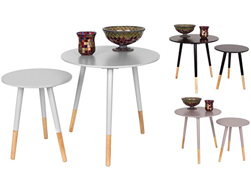 Holz Beistelltisch RETRO in 2er Set - 3 Farben wählbar - Couchtisch Designer Tisch Sofatisch
