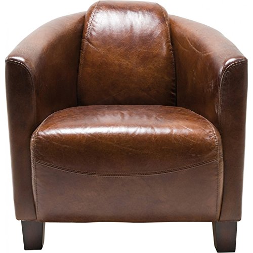 Sessel Cigar Lounge, Braunes Echtleder, bequemer TV-/Couch-/Chill Sessel im Retro-Design, Relaxsessel zum Lesen, (H/B/T) 70x72x83cm