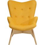 Sessel Angels Wings Yellow Econo, moderner TV Chillout Polstersessel mit Armlehne, Lounge XL Cocktailsessel im Retro-Design, gelb (H/B/T) 94x73x81cm