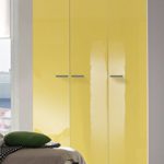 Kleiderschrank Schlafzimmerschrank 55050 3-türig weiß / gelb Hochglanz lackiert 120cm