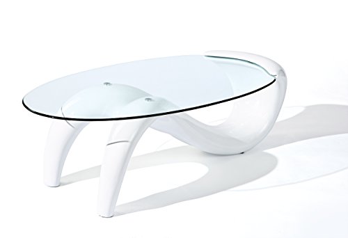 Inter Link 50100095 Couchtisch weiß hochglanz Glastisch Wohnzimmertisch Wohnzimmer Tisch Glas modern