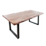 Massiver Baumstamm Tisch GENESIS 180cm Akazie Massivholz Baumkante Esstisch mit Kufengestell Industrial Finish