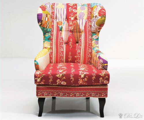 Ohrensessel Patchwork Red Bunt Lounge Sessel by Kare