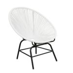 Original Retro ACAPULCO Chair weiß Mexico Stuhl aus Metall Polyrattan Outdoorstuhl weiss für Innen und Außen Rattan Gartenstuhl Sessel