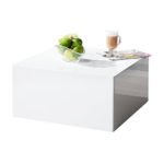 Invicta Interior Puristischer Design Couchtisch MONOBLOC L Weiß Hochglanz Quadratisch Tisch Beistelltisch