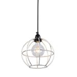 QAZQA Design / Modern / Pendelleuchte / Pendellampe / Hängelampe / Lampe / Leuchte Retro Frame Luxe A Silber / Innenbeleuchtung / Wohnzimmer / Schlafzimmer / Küche Metall Kugel / Kugelförmig LED geeig