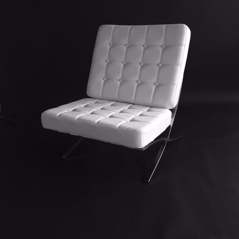 Retro Sessel MONACO Clubsessel Lounge Stuhl gepolstert weiss Gestell Chrome Neu