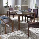SAM® 6tlg Tischgruppe, 140 cm, nussbaumfarbig, Antik-Look, Sitzgruppe bestehend aus 1 x Esstisch, 4 x Polsterstuhl, 1 x Sitzbank [521027]