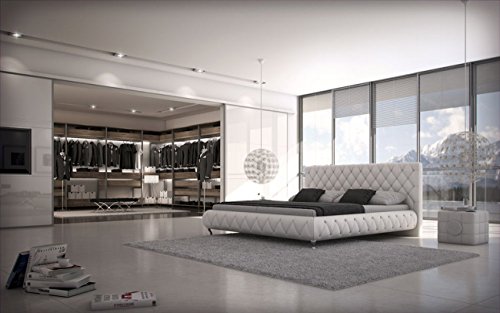SAM® Design Polsterbett Cascada in weiß 160 x 200 cm gepolstert Rahmen und Kopfteil im abgesteppten Design Wasserbett geeignet