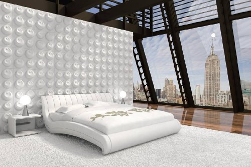 SAM® Polsterbett Lupus in weiß 160 x 200 cm Bett im modernen Design, geschwungene Seitenteile, Kopfteil mit Ziernähten