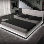 SAM® Polsterbett Ripani in weiß 160 x 200 cm Bettkasten mit Beleuchtung Kopfteil mit Ziernähten modernes Design Wasserbett geeignet