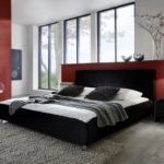 SAM® Polsterbett Zarah in schwarz 160 x 200 cm chromfarbene Füße Kopfteil im abgesteppten Design Wasserbett geeignet