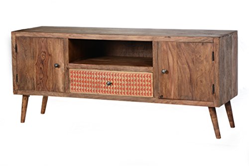 SIT-Möbel Scandi 4321-01 Lowboard, 2 Türen & 1 bemalte Schublade, aus Sheesham-Holz, natur, 135 x 60 x 40 cm