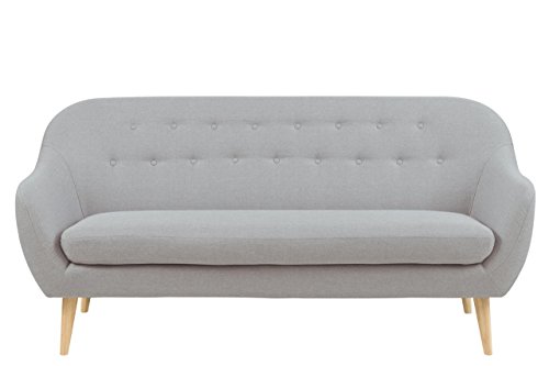 Sofa 3 Sitzer 183 x 82 x 85 Polstersofa Stoff Wohnzimmer Couch Grau Skandinavisches Design Lounge Vintage Couch Retro