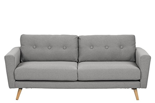 Sofa 3 Sitzer 190 x 87 x 80 Polstersofa Wohnzimmer Stoff Couch Grau Skandinavisches Design Vintage Retro