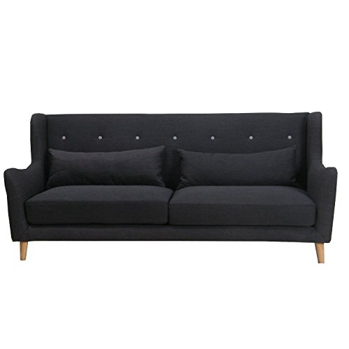 Sofa RETRO 3-Sitzer Couch Wohnlandschaft Couchgarnitur anthrazitgrau NEU