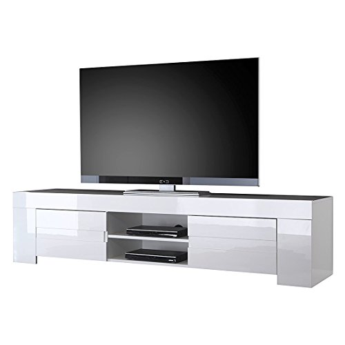 TV Schrank Eos gross mit 2 Türen, 190 x 45 x 50 cm, weiß hochglanz