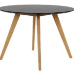 Tenzo 2181-024 Bess - Designer Esstisch rund, schwarz, Tischplatte MDF lackiert, matt, Untergestell Eiche massiv, Höhe: 75 cm, Durchmesser: 110 cm