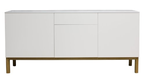 Tenzo 2275-001 Patch - Designer Sideboard, Untergestell Eiche massiv, 85 x 179 x 47 cm, weiß eiche / lackiert matt