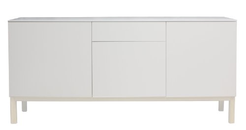 Tenzo 2275-477 Patch - Designer Sideboard, lackiert, matt, Untergestell Eiche massiv, weiß gebeizt, 85 x 179 x 47 cm (HxBxT)