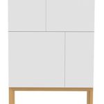 Tenzo 2276-454 Patch Designer Sideboard, Schrank, lackiert, Matt, Topplatte furniert, Untergestell massiv, 138 x 92 x 40 cm, weiß / eiche