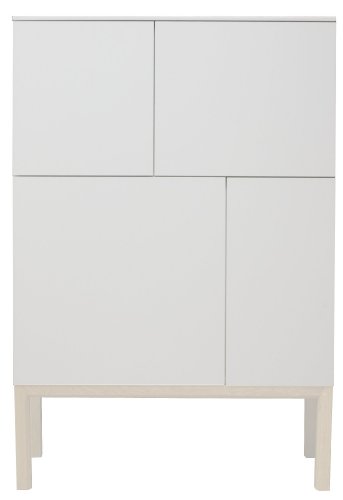 Tenzo 2276-477 Patch - Designer Sideboard, Schrank, lackiert, matt, Untergestell Eiche massiv, weiß gebeizt, 138 x 92 x 40 cm (HxBxT)