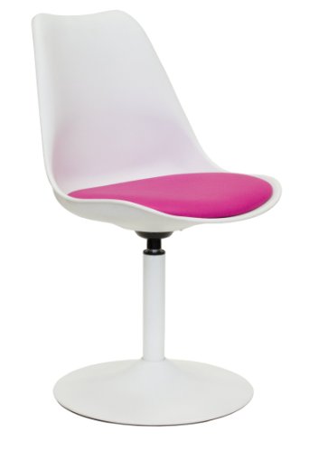 Tenzo 3303-408 TEQUILA - Designer Esszimmerstuhl Viva, Kunststoffschale mit Sitzkissen in Lederoptik, Untergestell Metall, pulverbeschichtet, 83 x 49 x 53 cm, weiß / rosa